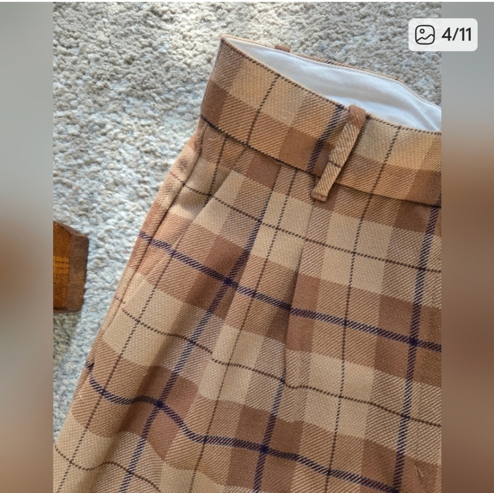 Wilfred Plaid Straight Leg Pants in Brown and Tan - Picture 4 of 11